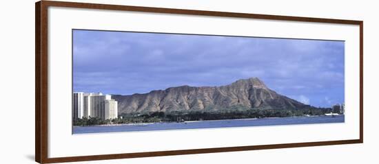Buildings with Mountain Range in the Background, Diamond Head, Honolulu, Oahu, Hawaii, USA-null-Framed Photographic Print