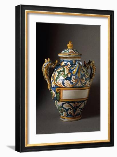 Bulbous Apothecary Jug Decorated with Plant Scrolls-null-Framed Giclee Print