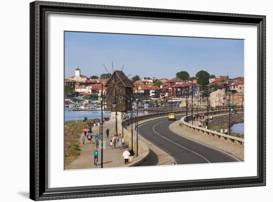 Bulgaria, Black Sea Coast, Nesebar, Old Windmill on the Waterfront-Walter Bibikow-Framed Photographic Print