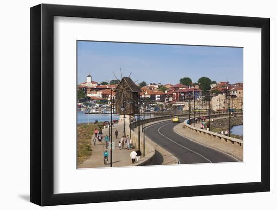 Bulgaria, Black Sea Coast, Nesebar, Old Windmill on the Waterfront-Walter Bibikow-Framed Photographic Print