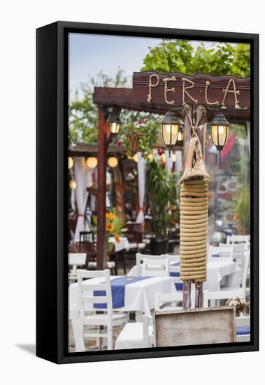 Bulgaria, Black Sea Coast, Nesebar, Outdoor Restaurant Patio-Walter Bibikow-Framed Premier Image Canvas