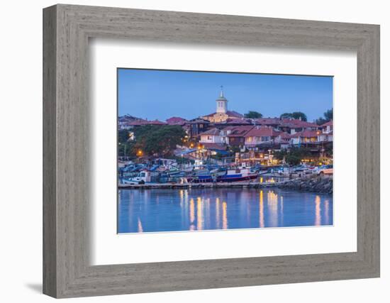 Bulgaria, Black Sea Coast, Nesebar, Waterfront View of Town, Dusk-Walter Bibikow-Framed Photographic Print