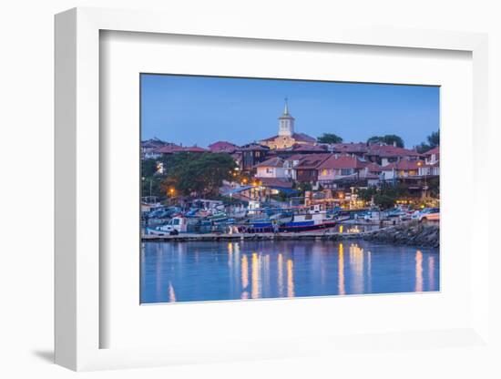 Bulgaria, Black Sea Coast, Nesebar, Waterfront View of Town, Dusk-Walter Bibikow-Framed Photographic Print