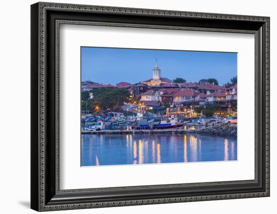 Bulgaria, Black Sea Coast, Nesebar, Waterfront View of Town, Dusk-Walter Bibikow-Framed Photographic Print