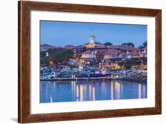 Bulgaria, Black Sea Coast, Nesebar, Waterfront View of Town, Dusk-Walter Bibikow-Framed Photographic Print