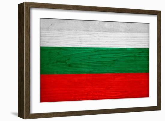 Bulgaria Flag Design with Wood Patterning - Flags of the World Series-Philippe Hugonnard-Framed Art Print