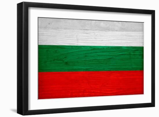 Bulgaria Flag Design with Wood Patterning - Flags of the World Series-Philippe Hugonnard-Framed Art Print