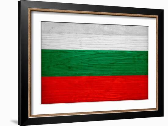 Bulgaria Flag Design with Wood Patterning - Flags of the World Series-Philippe Hugonnard-Framed Art Print