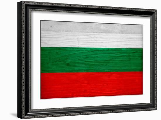 Bulgaria Flag Design with Wood Patterning - Flags of the World Series-Philippe Hugonnard-Framed Art Print