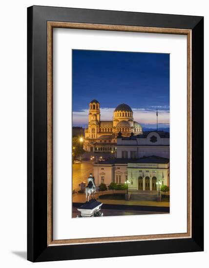 Bulgaria, Sofia, Ploshtad Narodno Sabranie Square, Elevated View, Dawn-Walter Bibikow-Framed Photographic Print