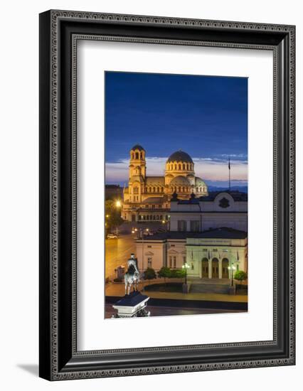 Bulgaria, Sofia, Ploshtad Narodno Sabranie Square, Elevated View, Dawn-Walter Bibikow-Framed Photographic Print