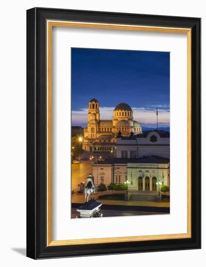 Bulgaria, Sofia, Ploshtad Narodno Sabranie Square, Elevated View, Dawn-Walter Bibikow-Framed Photographic Print