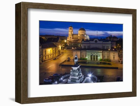 Bulgaria, Sofia, Ploshtad Narodno Sabranie Square, Elevated View, Dawn-Walter Bibikow-Framed Photographic Print