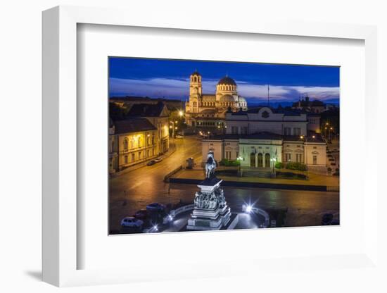 Bulgaria, Sofia, Ploshtad Narodno Sabranie Square, Elevated View, Dawn-Walter Bibikow-Framed Photographic Print