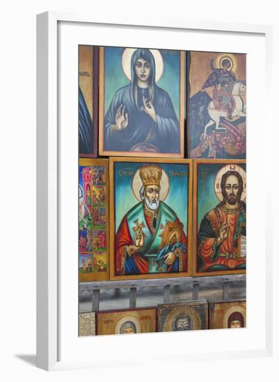 Bulgaria, Sofia, Souvenir Icons for Sale-Walter Bibikow-Framed Photographic Print