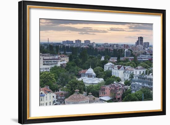 Bulgaria, Southern Mountains, Plovdiv, View from Nebet Tepe Hill, Dusk-Walter Bibikow-Framed Photographic Print