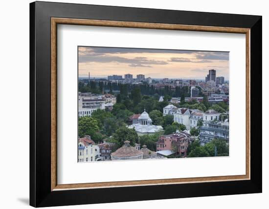 Bulgaria, Southern Mountains, Plovdiv, View from Nebet Tepe Hill, Dusk-Walter Bibikow-Framed Photographic Print