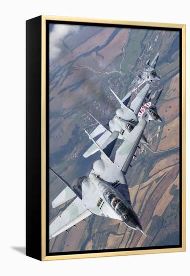 Bulgarian and Polish Air Force Mig-29S Planes Flying over Bulgaria-Stocktrek Images-Framed Premier Image Canvas
