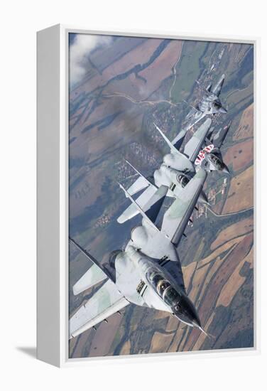Bulgarian and Polish Air Force Mig-29S Planes Flying over Bulgaria-Stocktrek Images-Framed Premier Image Canvas
