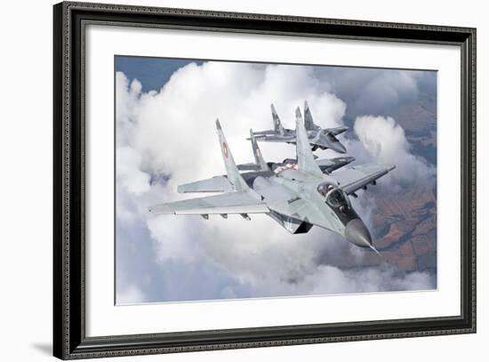 Bulgarian and Polish Air Force Mig-29S Planes Flying over Bulgaria-Stocktrek Images-Framed Photographic Print