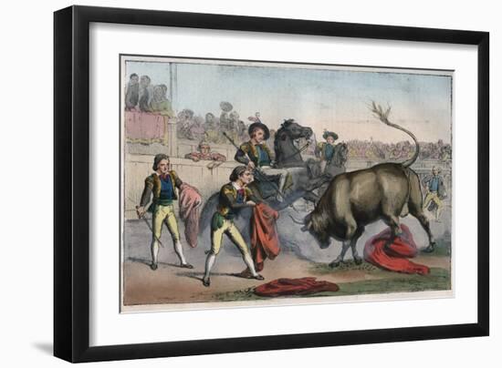 Bull Charging a Picador-Stefano Bianchetti-Framed Giclee Print
