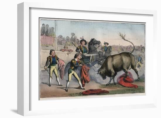 Bull Charging a Picador-Stefano Bianchetti-Framed Giclee Print