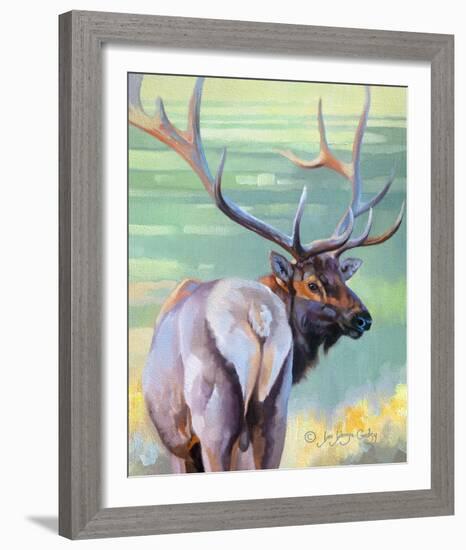 Bull Elk and Shadowy Sage-Joni Johnson-Godsy-Framed Giclee Print