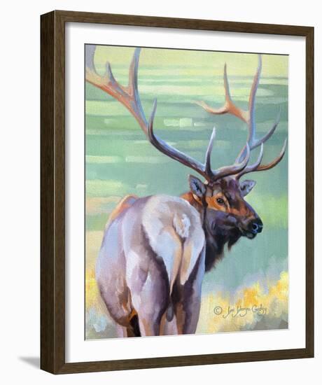 Bull Elk and Shadowy Sage-Joni Johnson-Godsy-Framed Giclee Print