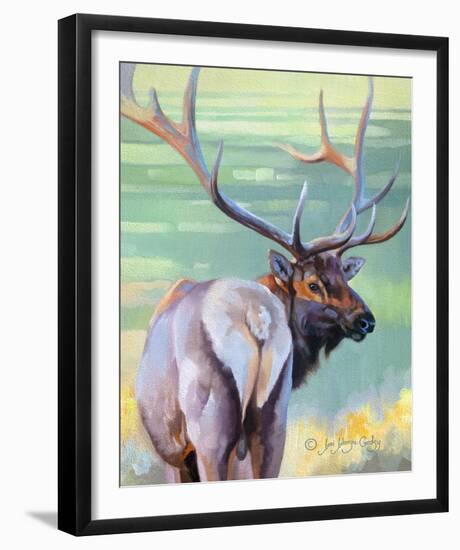 Bull Elk and Shadowy Sage-Joni Johnson-Godsy-Framed Giclee Print