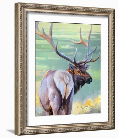 Bull Elk and Shadowy Sage-Joni Johnson-Godsy-Framed Giclee Print