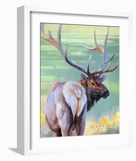 Bull Elk and Shadowy Sage-Joni Johnson-Godsy-Framed Giclee Print