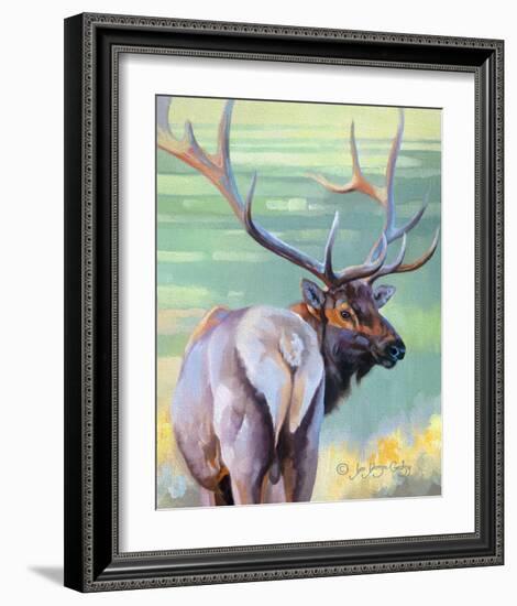 Bull Elk and Shadowy Sage-Joni Johnson-Godsy-Framed Giclee Print