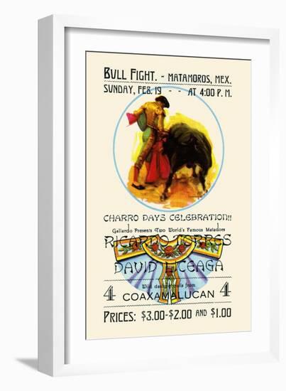 Bull Fight-Matamoros, Mexico-Curt Teich & Company-Framed Art Print