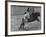 Bull Fighter Manolete Raising His Cape as Bull Charges Past Him in Bull Ring During Bull Fight-William C^ Shrout-Framed Premium Photographic Print