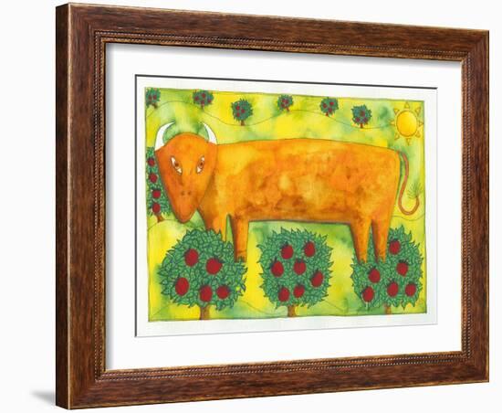 Bull in Field, 1992-Julie Nicholls-Framed Premium Giclee Print