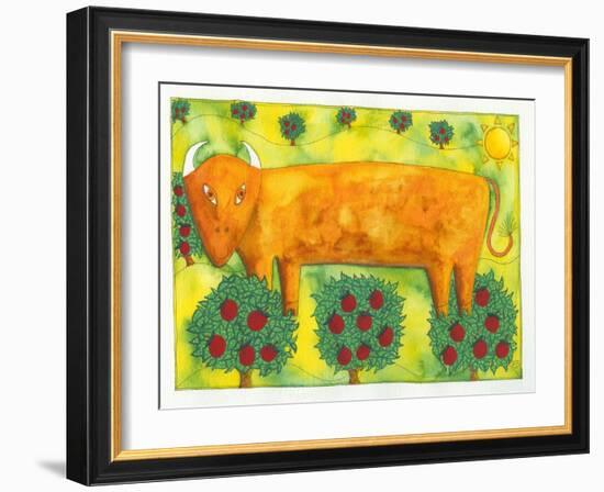 Bull in Field, 1992-Julie Nicholls-Framed Premium Giclee Print