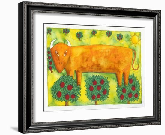 Bull in Field, 1992-Julie Nicholls-Framed Giclee Print