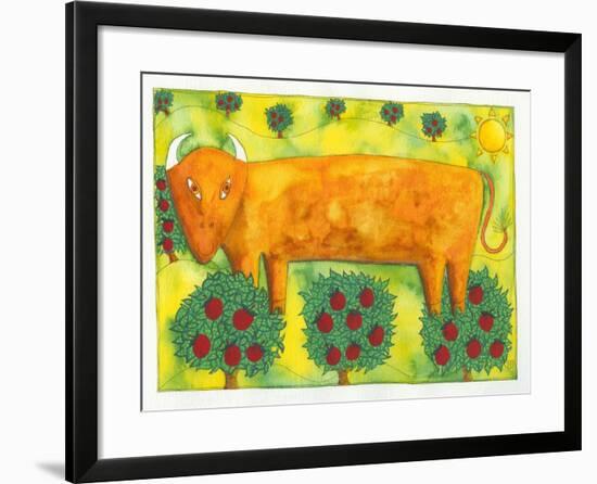 Bull in Field, 1992-Julie Nicholls-Framed Giclee Print