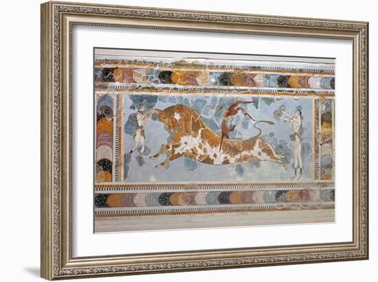 Bull-leaping' fresco from Knossos. Artist: Unknown-Unknown-Framed Giclee Print