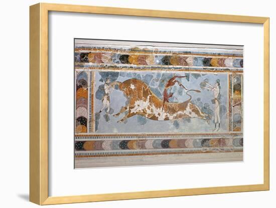 Bull-leaping' fresco from Knossos. Artist: Unknown-Unknown-Framed Giclee Print