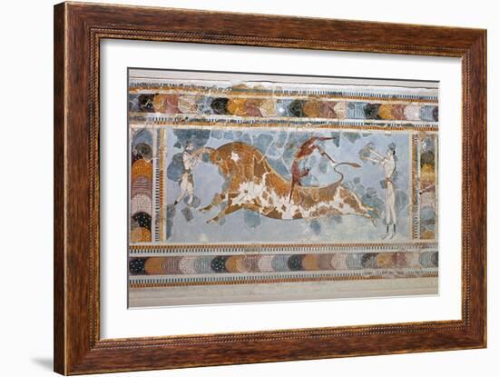 Bull-leaping' fresco from Knossos. Artist: Unknown-Unknown-Framed Giclee Print