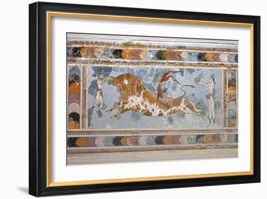 Bull-leaping' fresco from Knossos. Artist: Unknown-Unknown-Framed Giclee Print