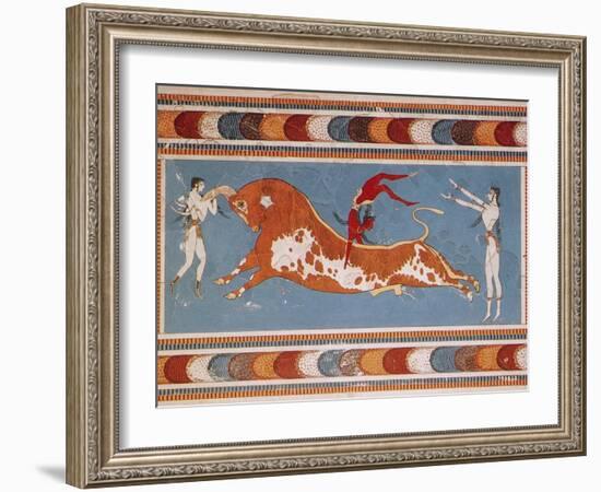 Bull-Leaping Fresco from Minoan Culture-Science Source-Framed Giclee Print