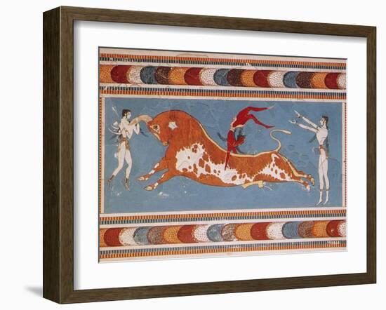 Bull-Leaping Fresco from Minoan Culture-Science Source-Framed Giclee Print