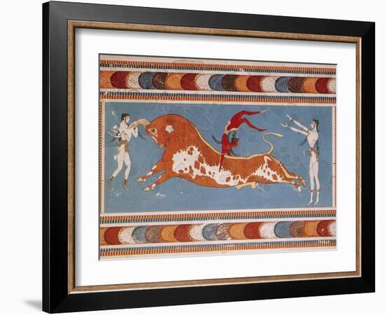 Bull-Leaping Fresco from Minoan Culture-Science Source-Framed Giclee Print