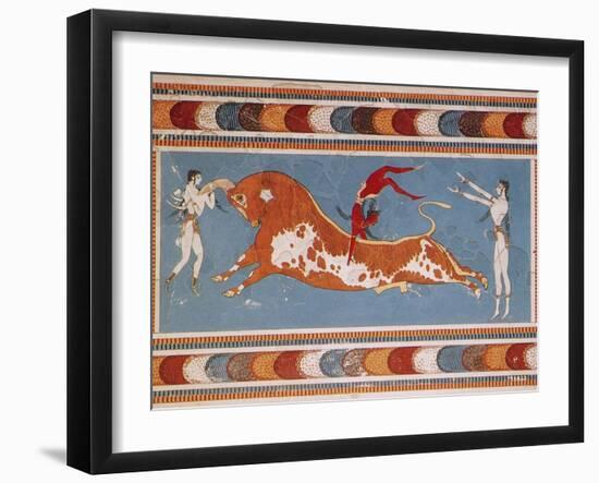 Bull-Leaping Fresco from Minoan Culture-Science Source-Framed Giclee Print