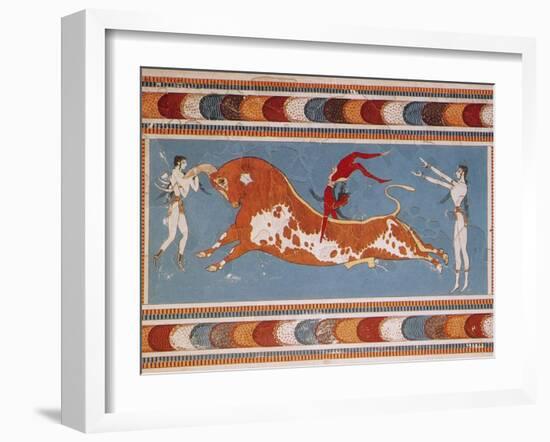 Bull-Leaping Fresco from Minoan Culture-Science Source-Framed Giclee Print