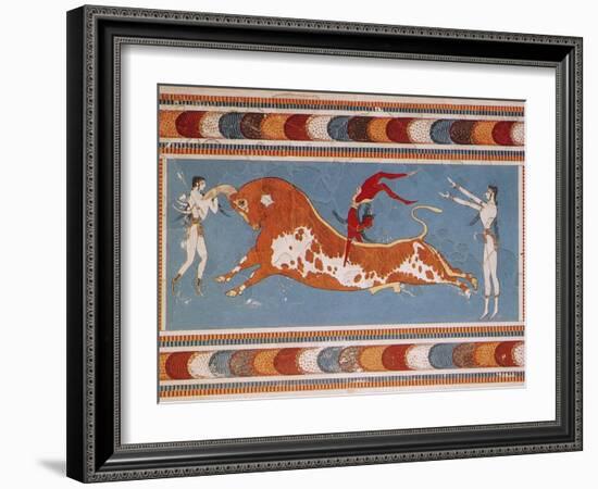 Bull-Leaping Fresco from Minoan Culture-Science Source-Framed Giclee Print