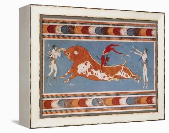 Bull-Leaping Fresco from Minoan Culture-Science Source-Framed Premier Image Canvas