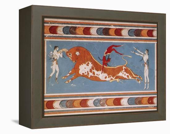 Bull-Leaping Fresco from Minoan Culture-Science Source-Framed Premier Image Canvas